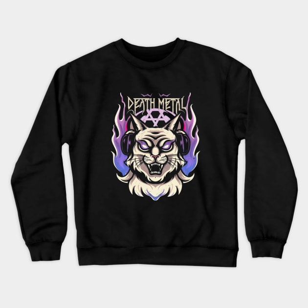 Death Metal Satanic Baphomet Cat Crewneck Sweatshirt by Aldrvnd